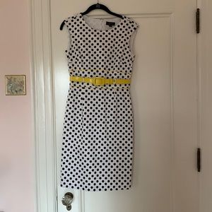 Vintage Tahari Arthur S Levine white and black polka dot dress